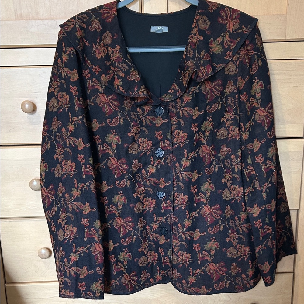 J. Jill Black and Brown Floral Blazer
